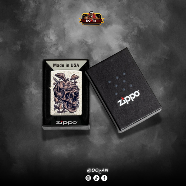 Zippo Skullshroom Design   Mercury Glass Pocket Lighter
