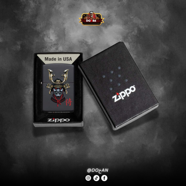 Zippo Samurai Helmet Design Black Matte Pocket