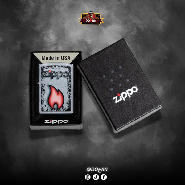 Zippo Windproof Lighter Slim Flame Design Silver
