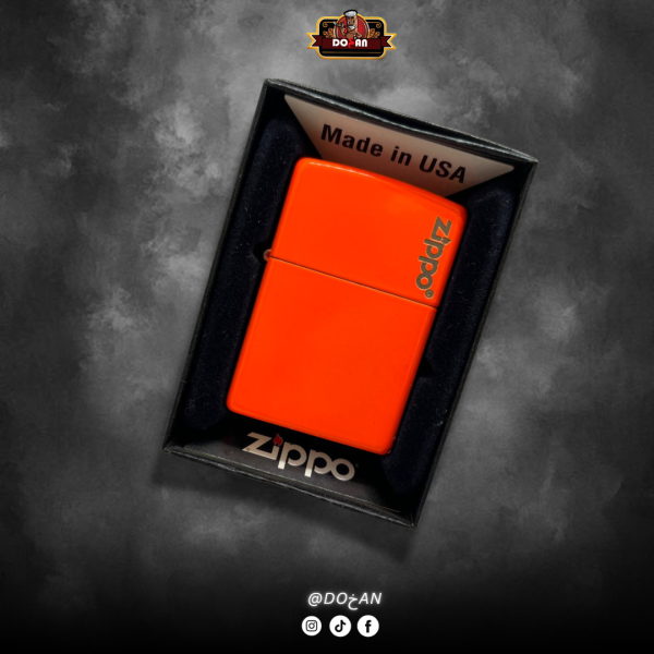 ZIPPO NEON ORANGE LASER ENGRAVE